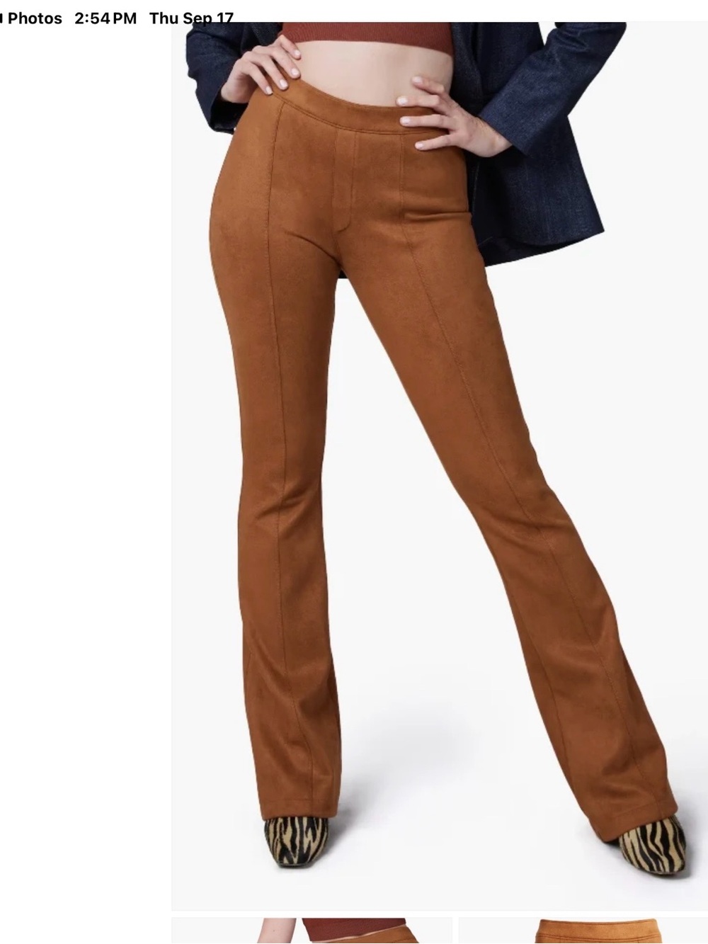 *NWOT* SPANX Faux Suede Flare Pants in Camel w tummy control